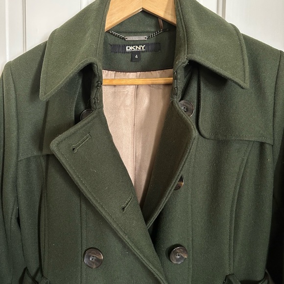 DKNY wool trench pea coat - hunter green - Picture 6 of 15